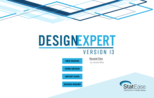 The Start Menu For Design Expert 13