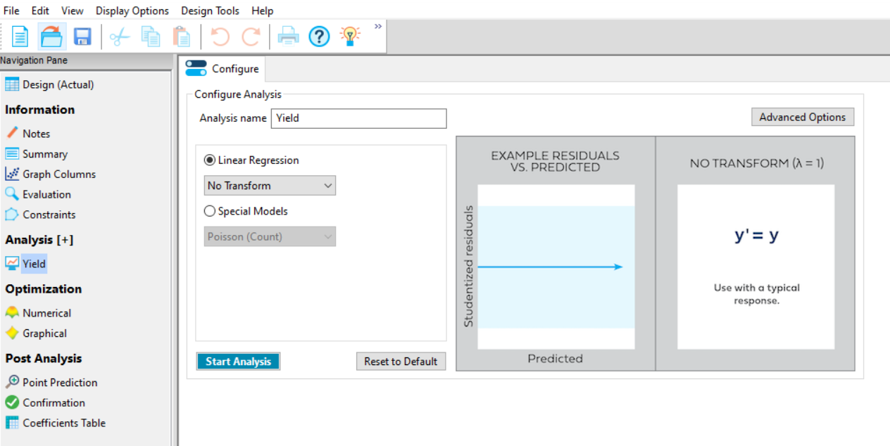 The Configure Window In Design Expert 13